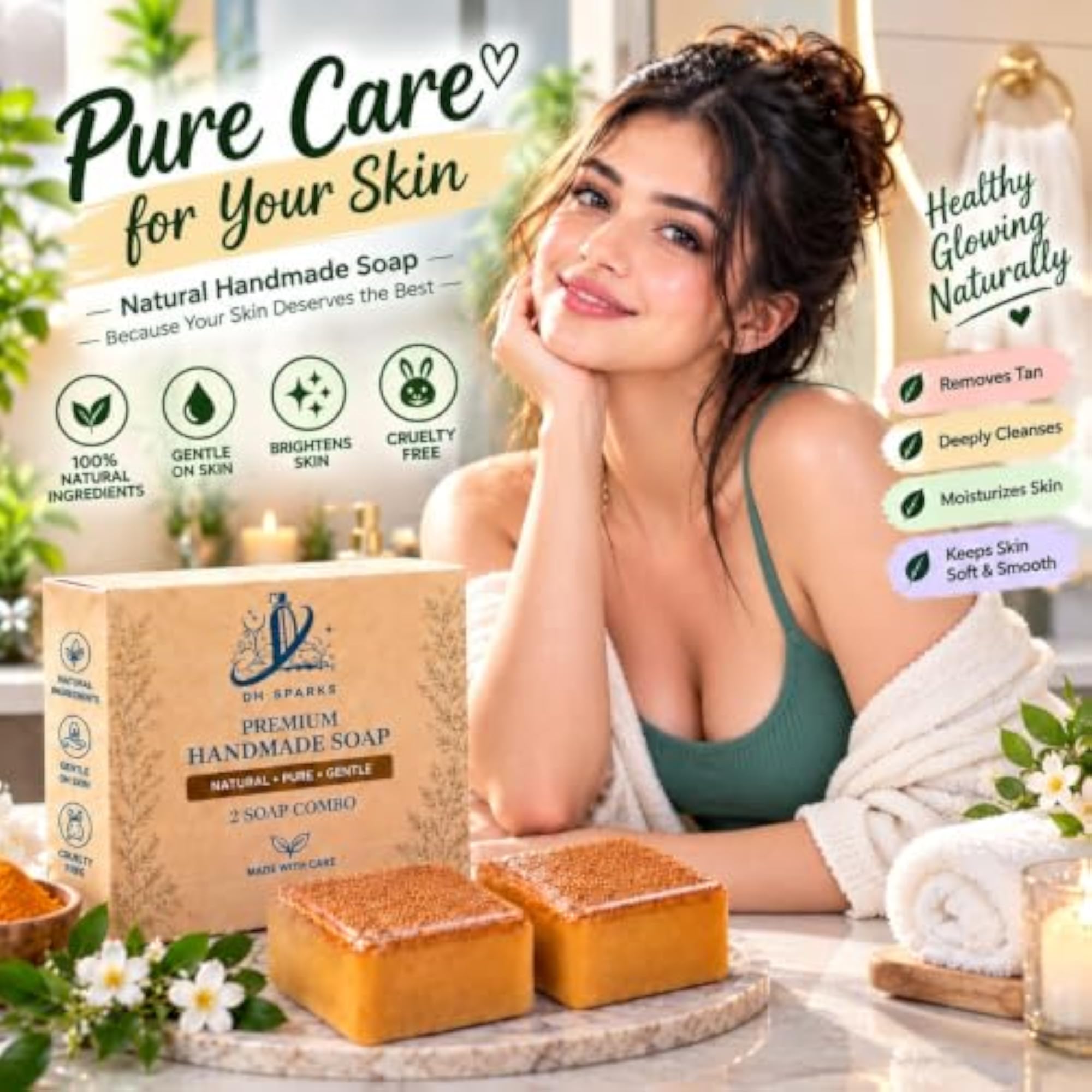 SPARKS Handmade Soap Bar for Men & Women, Natural Ingredients